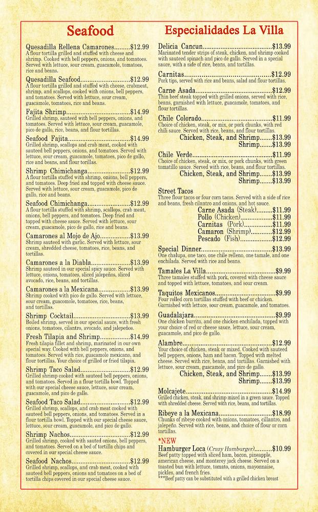 La Villa Mexican Restaurant Menu image 3