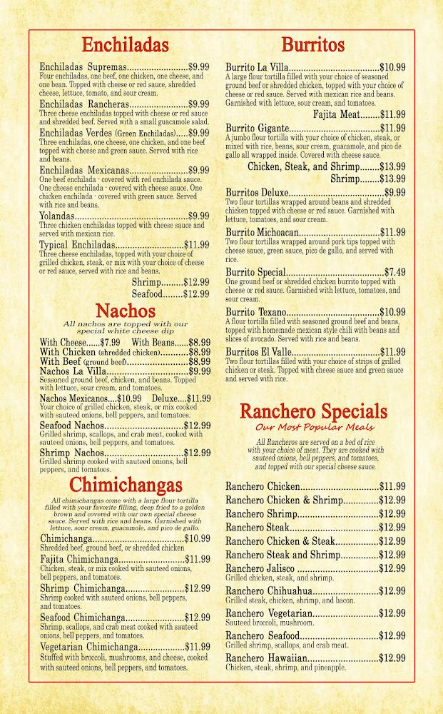 La Villa Mexican Restaurant Menu image 4